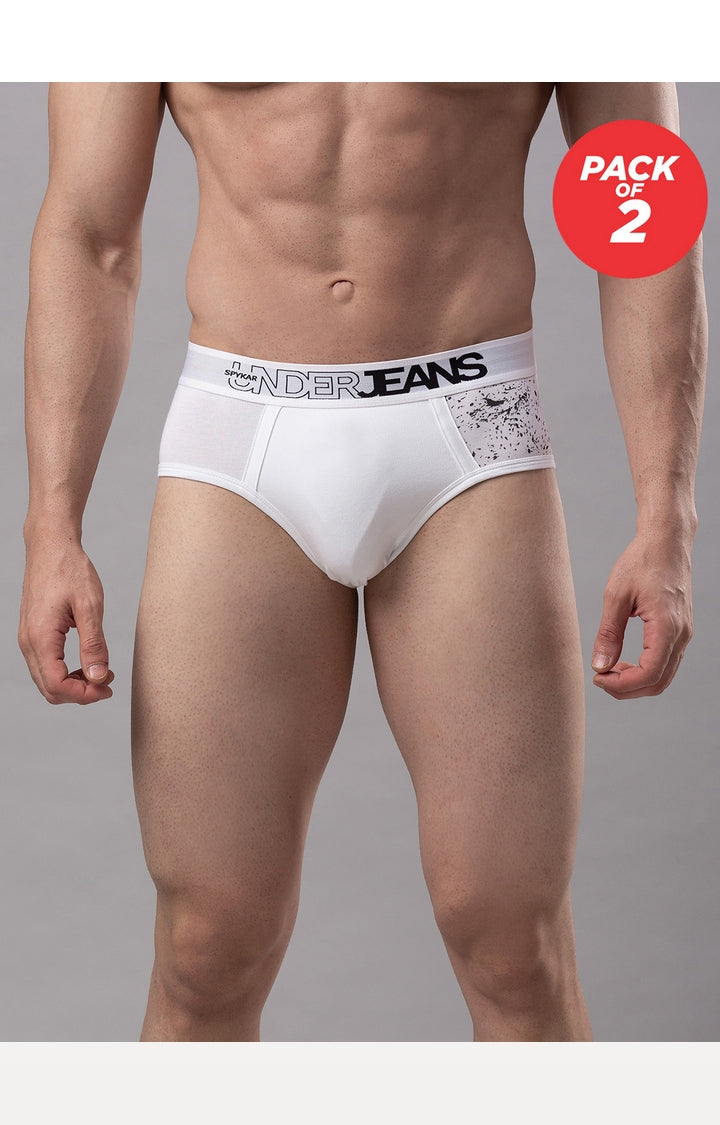 Men Cotton Blend Brief (Pack Of 2)- Underjeans By Spykar