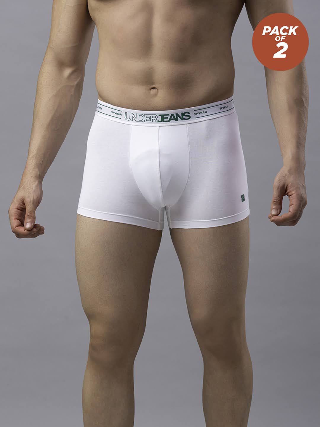 Underjeans By Spykar Men Cotton Blend White Trunk - (Pack Of 2)