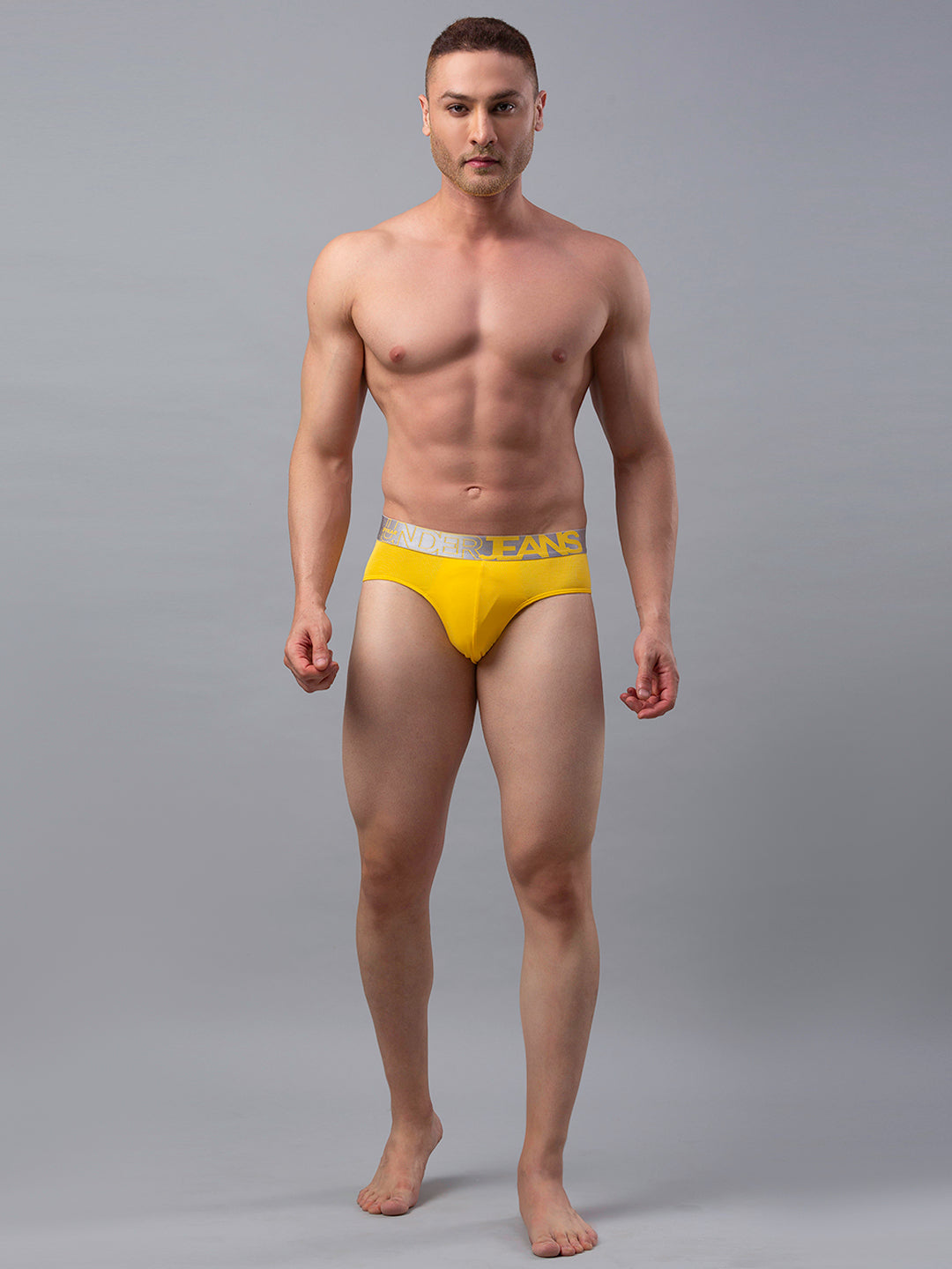 Underjeans By Spykar Men Cotton Blend Yellow Brief