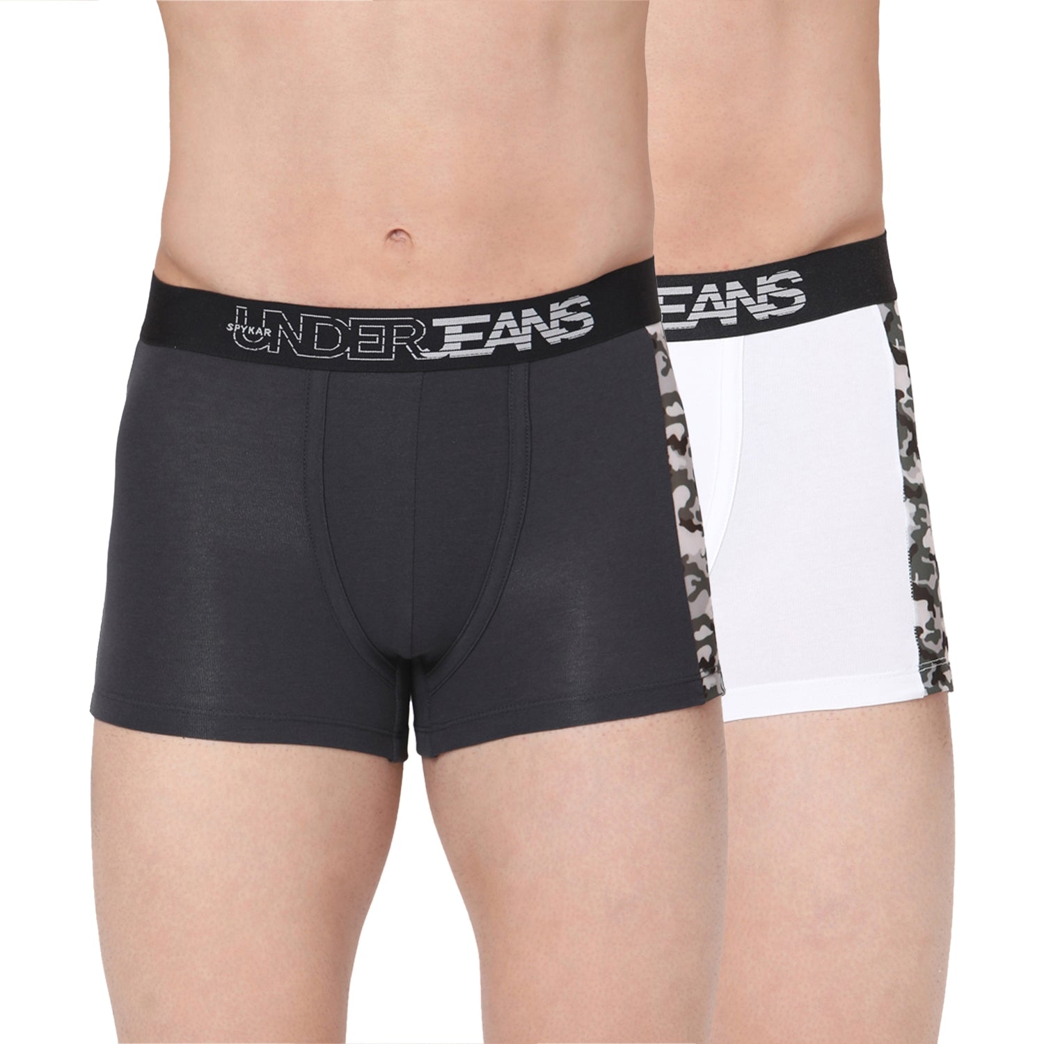 Men Cotton Blend Trunk Pack Of 2- Underjeans By Spykar