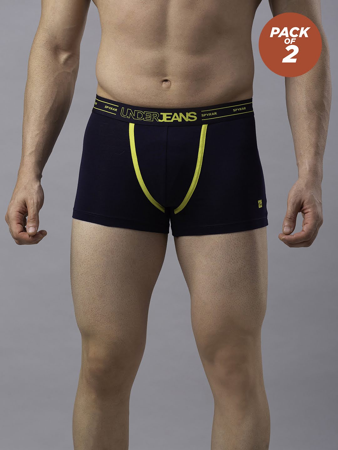 Underjeans By Spykar Men Cotton Blend Navy Trunk - (Pack Of 2)