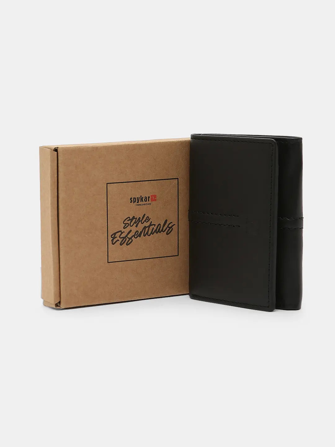 Spykar Black Leather Belt & Wallet Combo