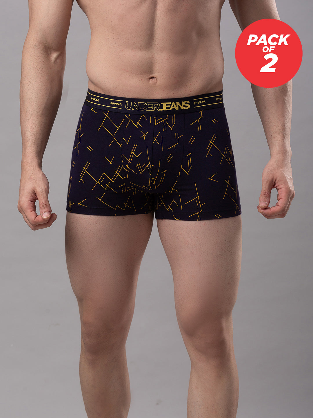 Underjeans By Spykar Men Cotton Blend Navy Trunk - (Pack Of 2)