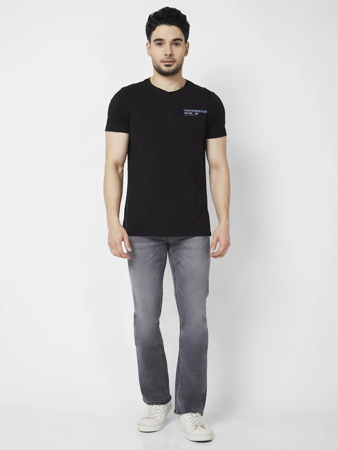 Spykar Men Light Grey Cotton Stretch Comfort Fit Regular Length Clean Look Mid Rise Jeans (Rafter)