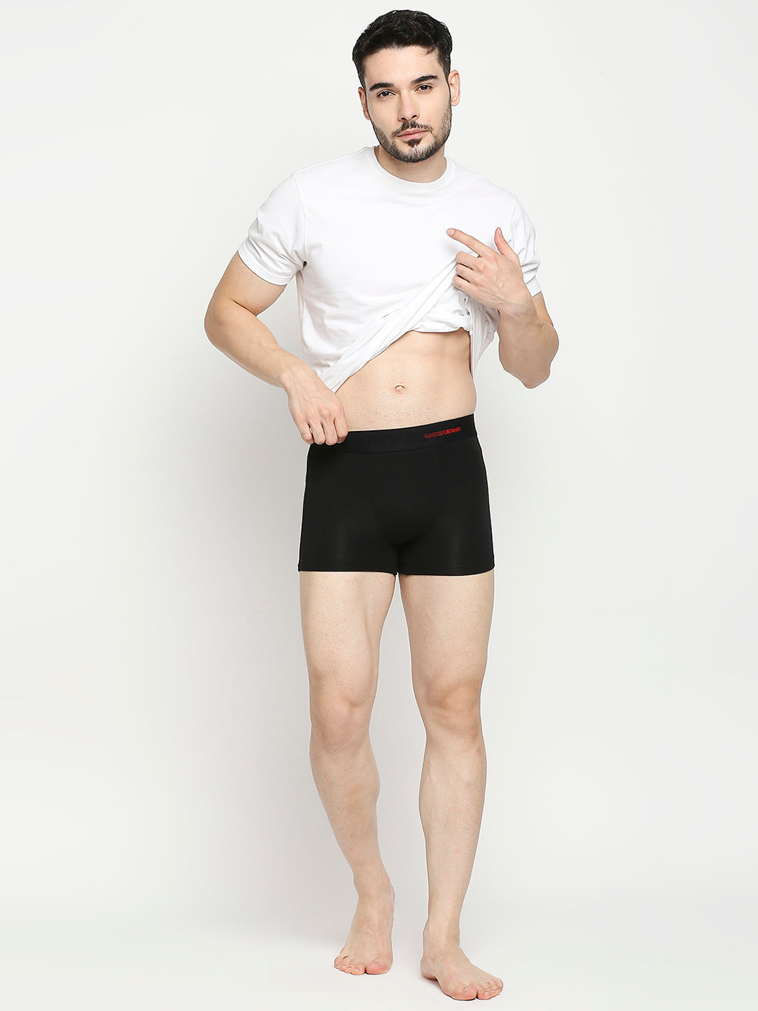 Men Cotton Blend Black Trunk- Underjeans By Spykar