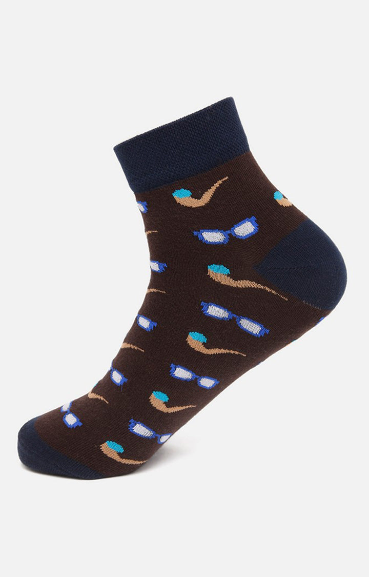 Men Brown Ankle Length (Non Terry) Single Pair Of Socks- Underjeans By Spykar
