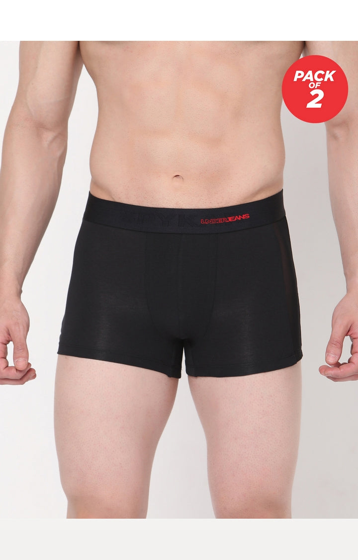 Men Cotton Blend Trunk Pack Of 2- Underjeans By Spykar