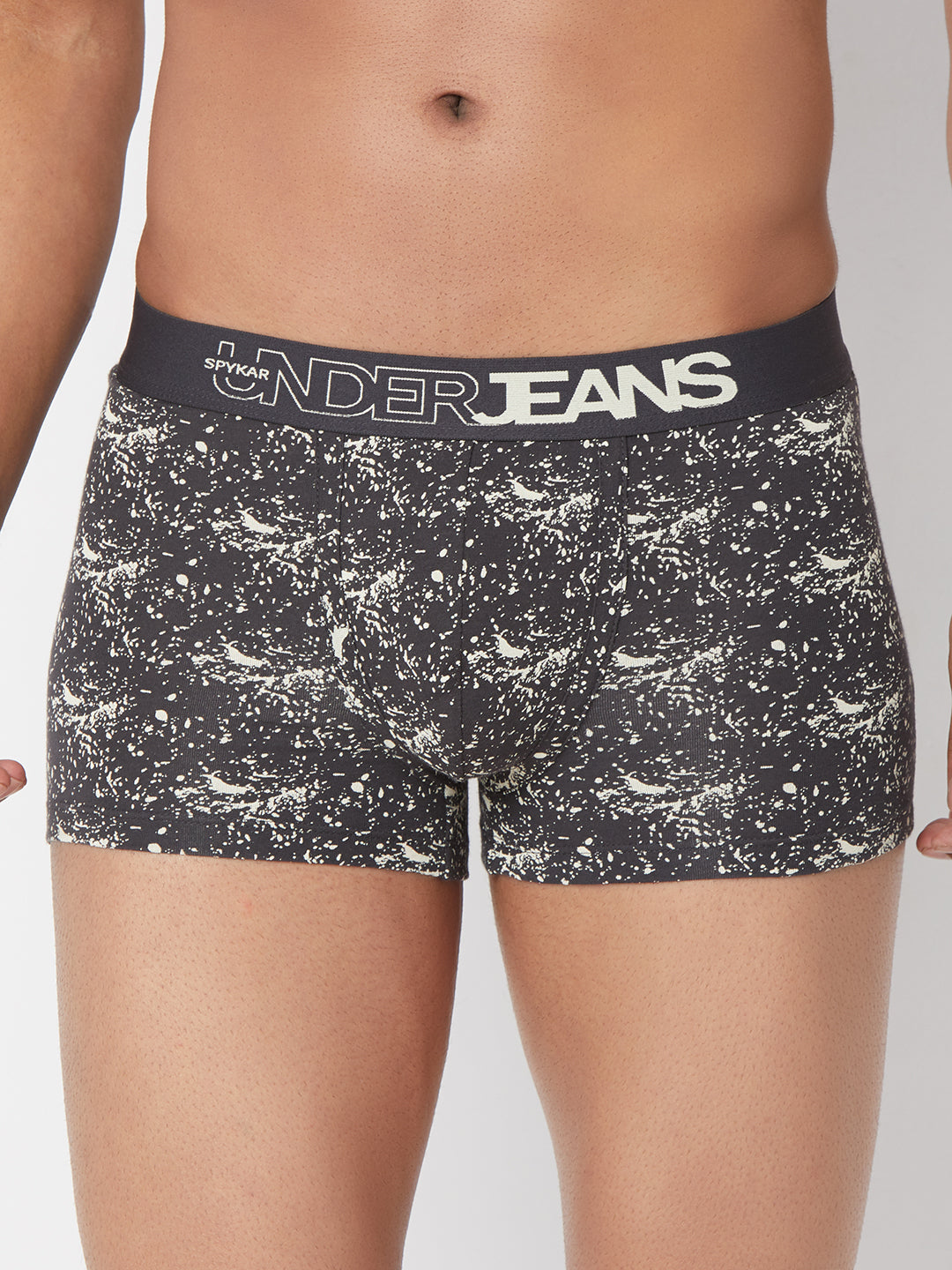 Men Grey Cotton Blend Regular Fit Trunk - Underjeans By Spykar