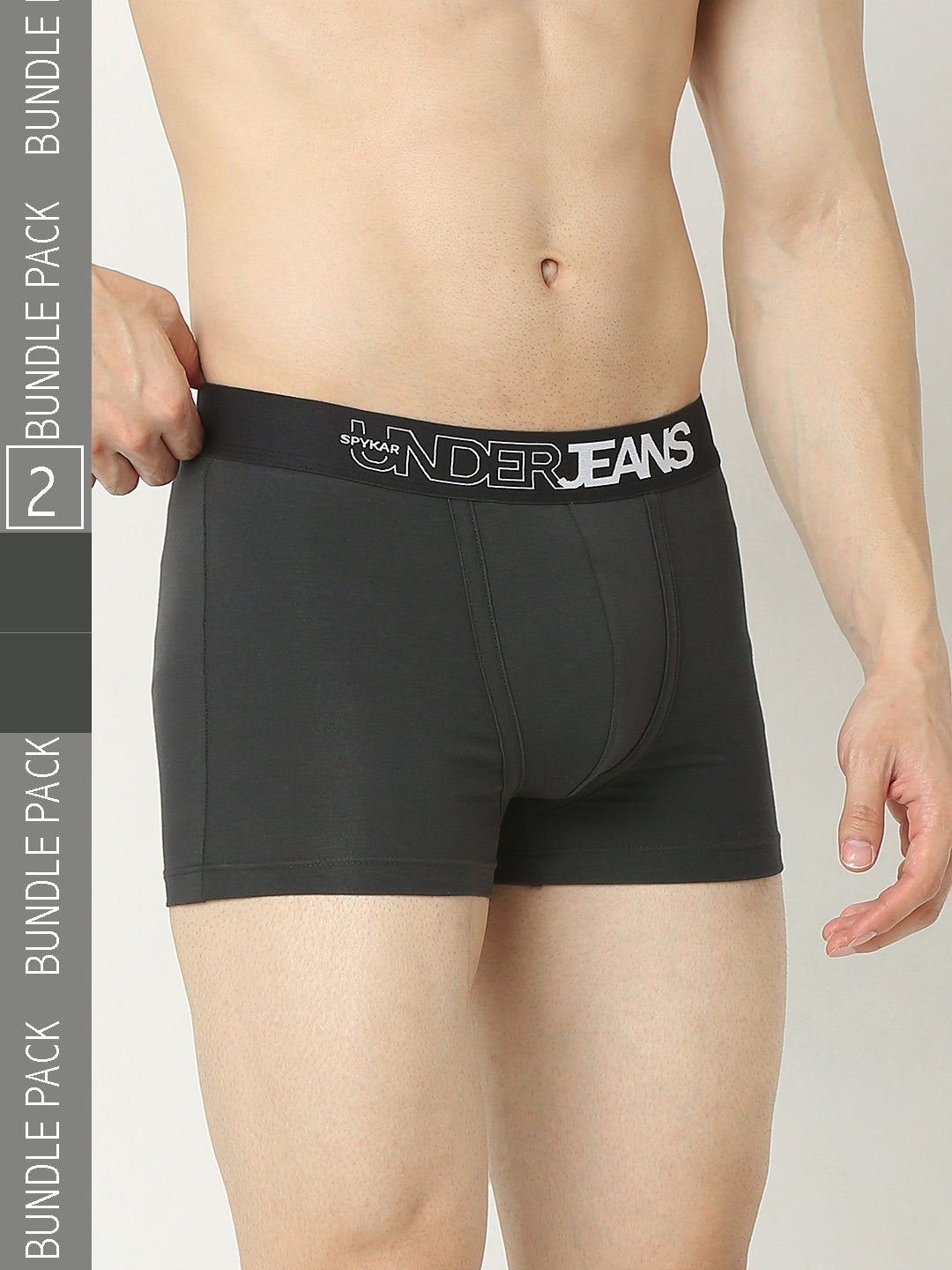 Underjeans By Spykar Men Dk Grey Trunk Pack Of 2