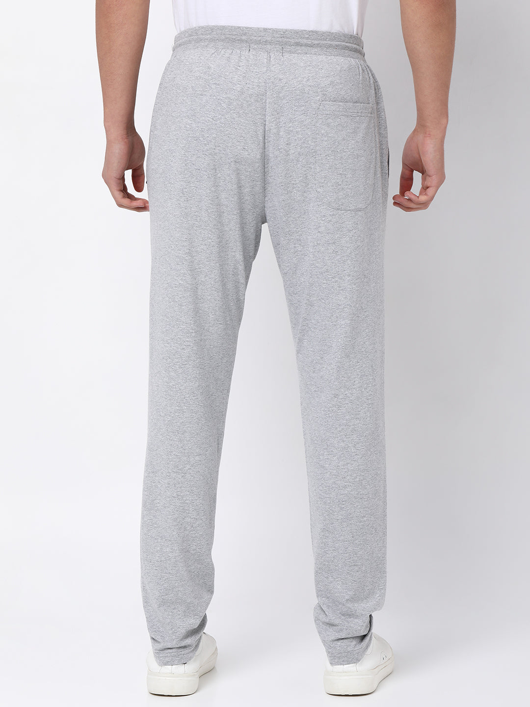 Men Cotton Blend Knitted Grey Trackpant- Underjeans by Spykar