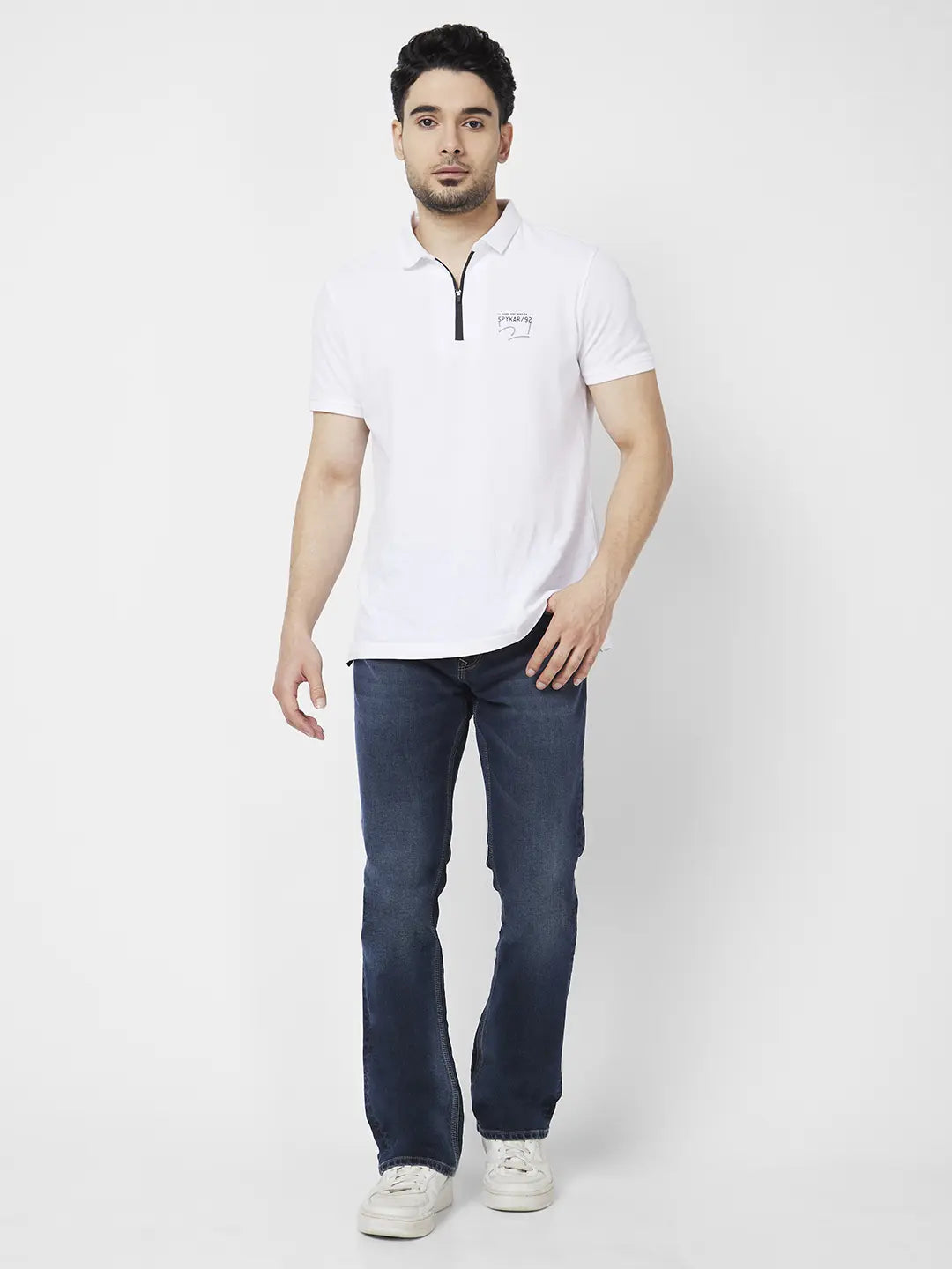 Spykar Men Dark Blue Cotton Stretch Comfort Fit Regular Length Clean Look Mid Rise Jeans (Rafter)