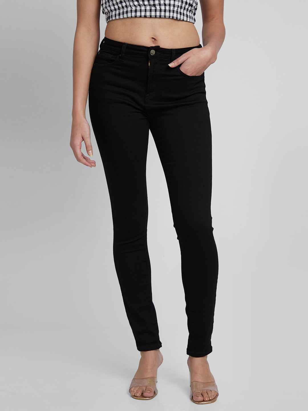 Spykar Women Black Lycra Skinny Fit Regular Length Jeans (Adora)