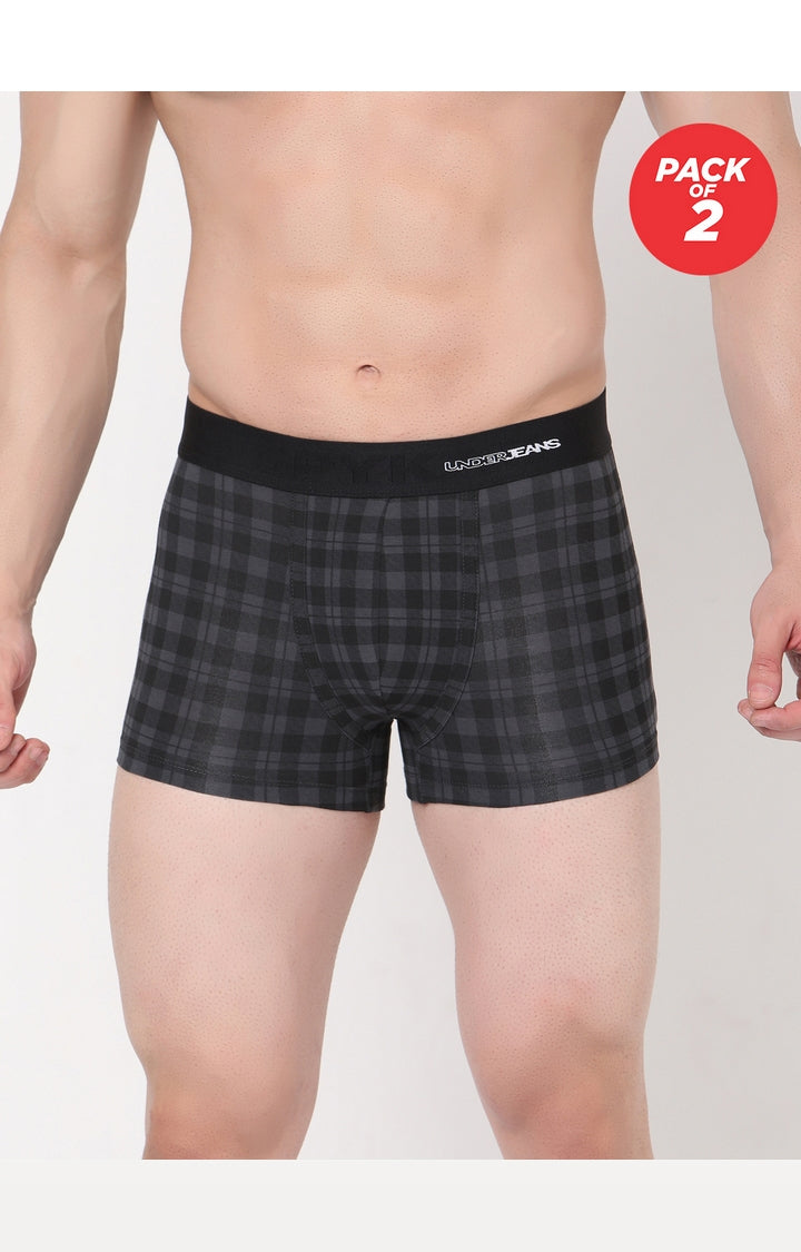 Men Cotton Blend Trunk Pack Of 2- Underjeans By Spykar
