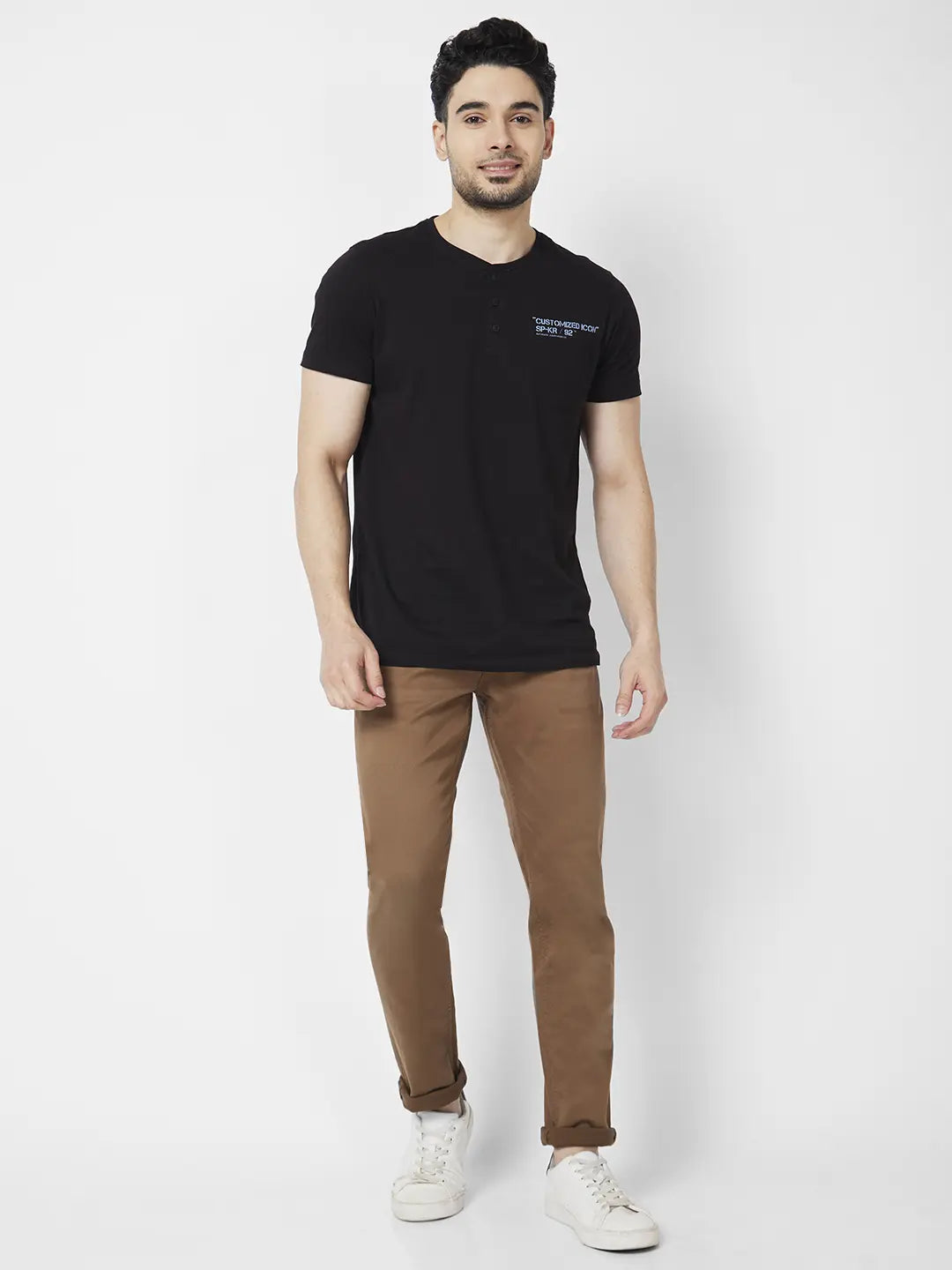 Spykar Men Coffee Brown Cotton Stretch Slim Fit Narrow Length Clean Look Low Rise Jeans (Skinny)