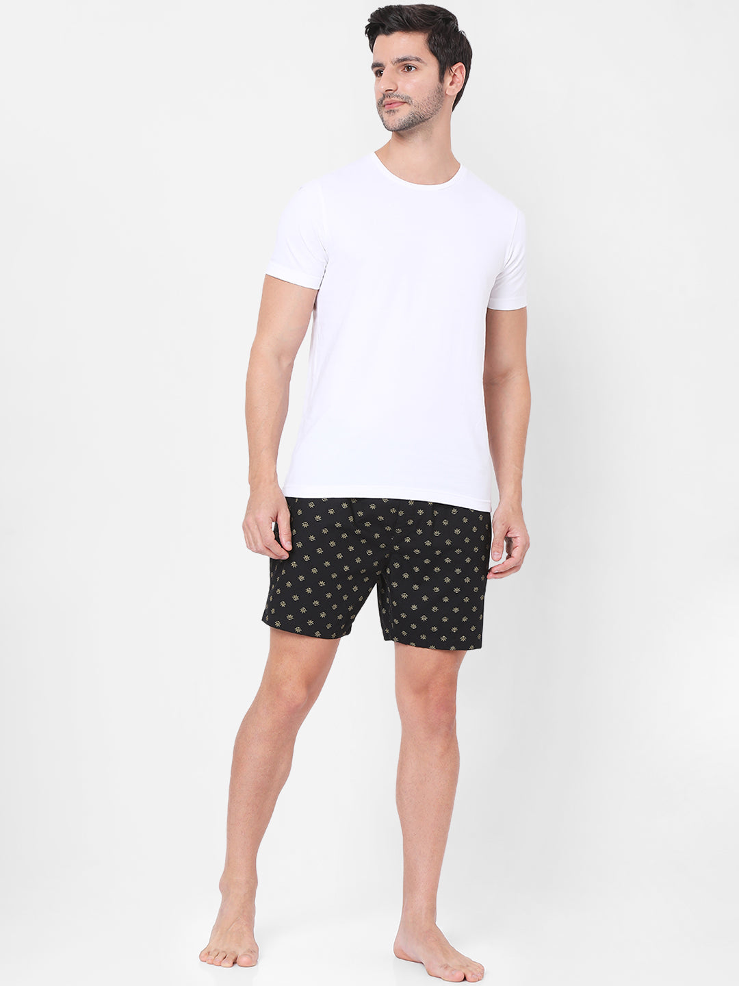 Men Black Cotton Boxers - Underjeans By Spykar
