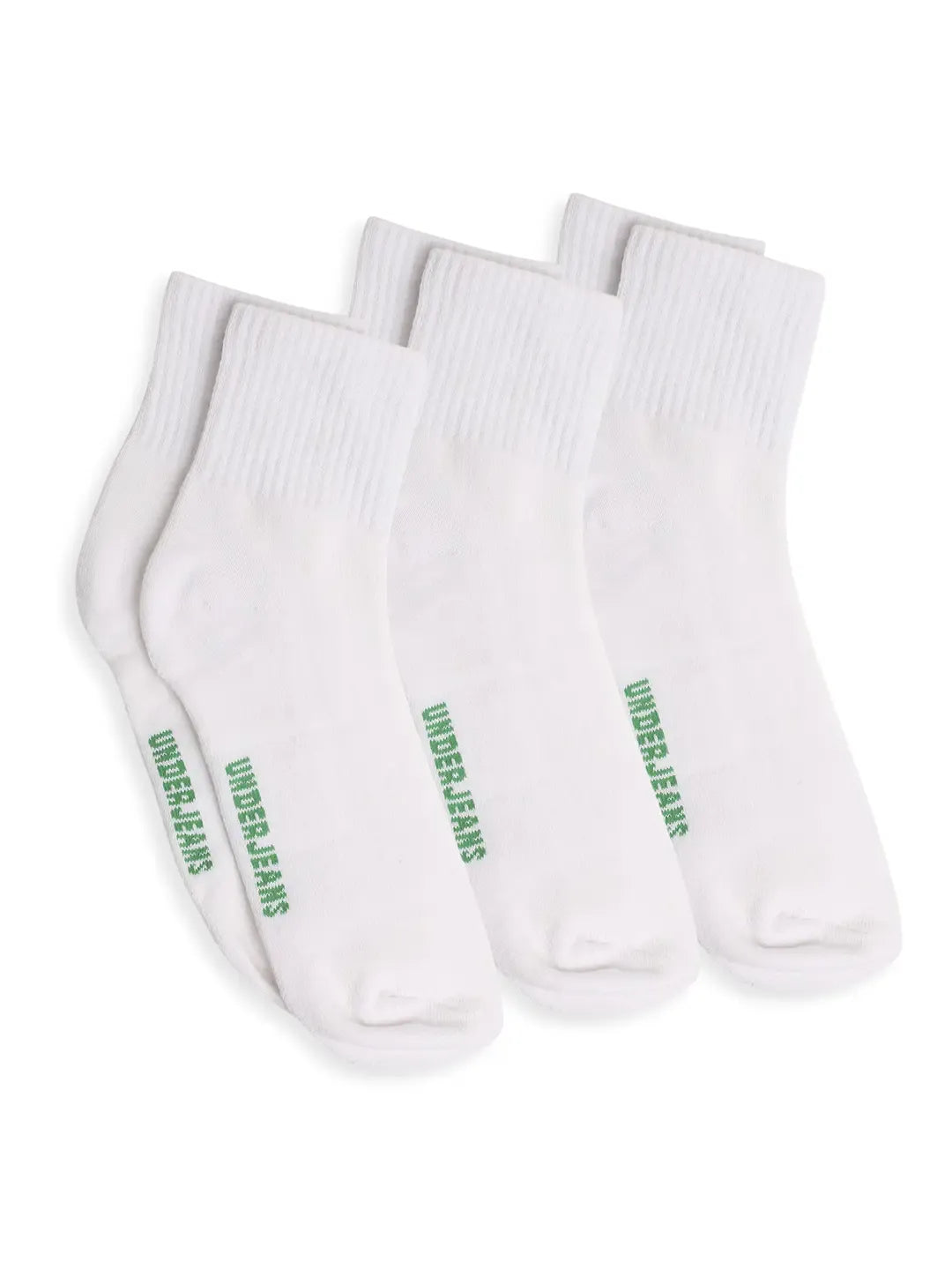 Men White Cotton Socks - Pack Of 3- Underjeans By Spykar
