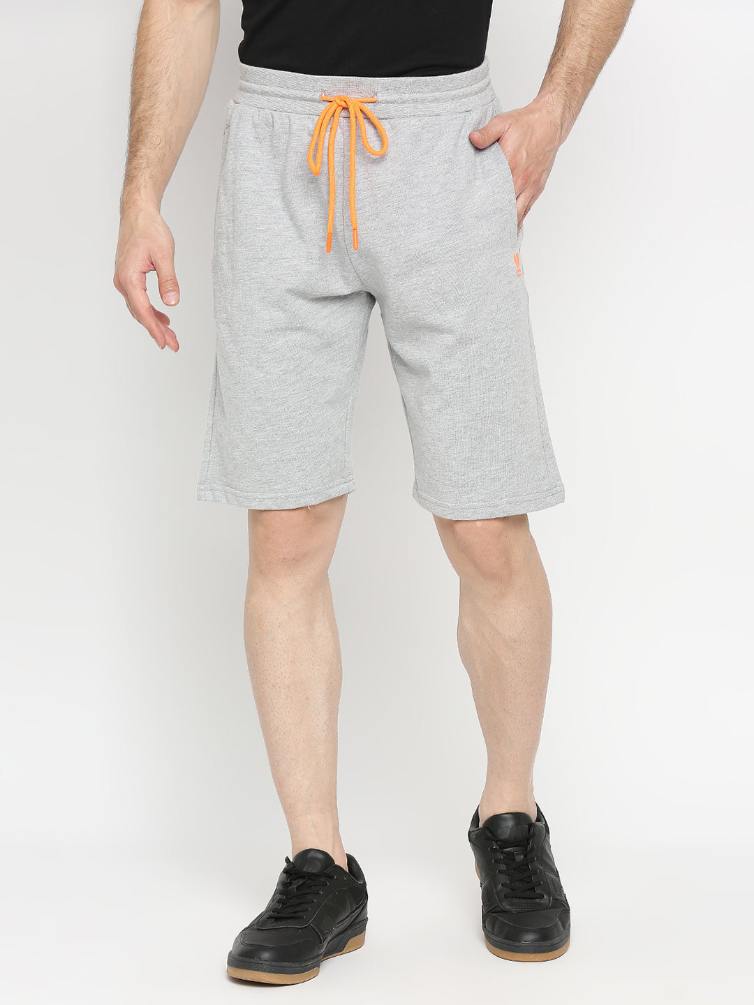 Men Grey Cotton Blend Shorts - Underjeans By Spykar