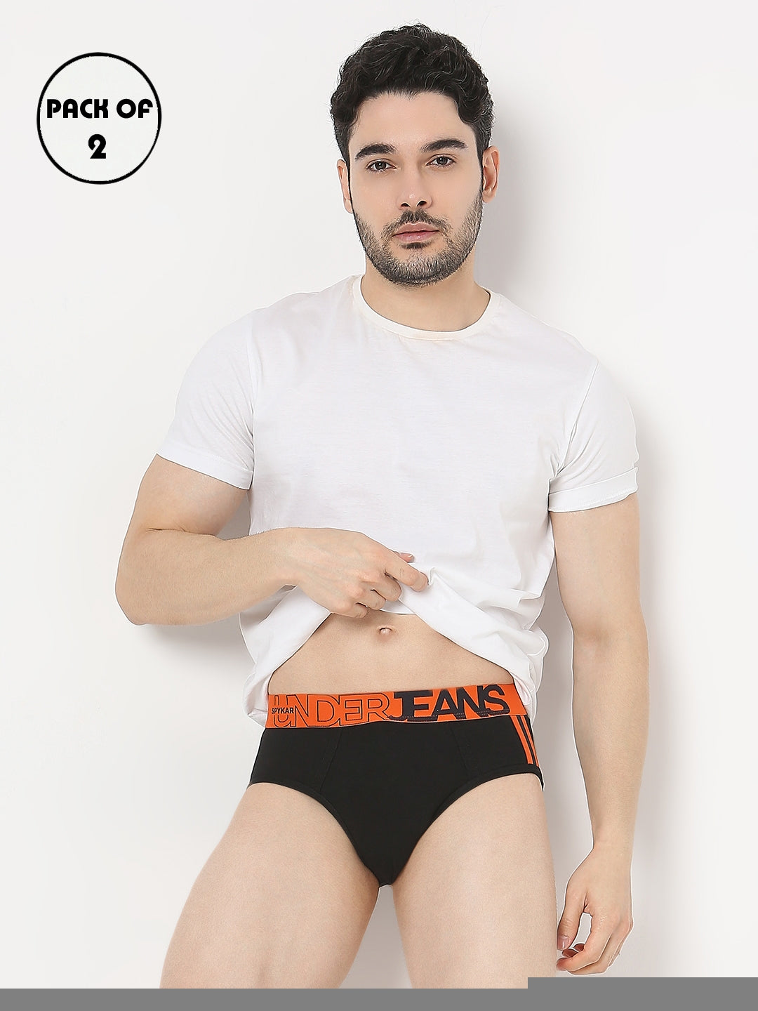 Underjeans by Spykar Men Pack of 2 Black-White Brief