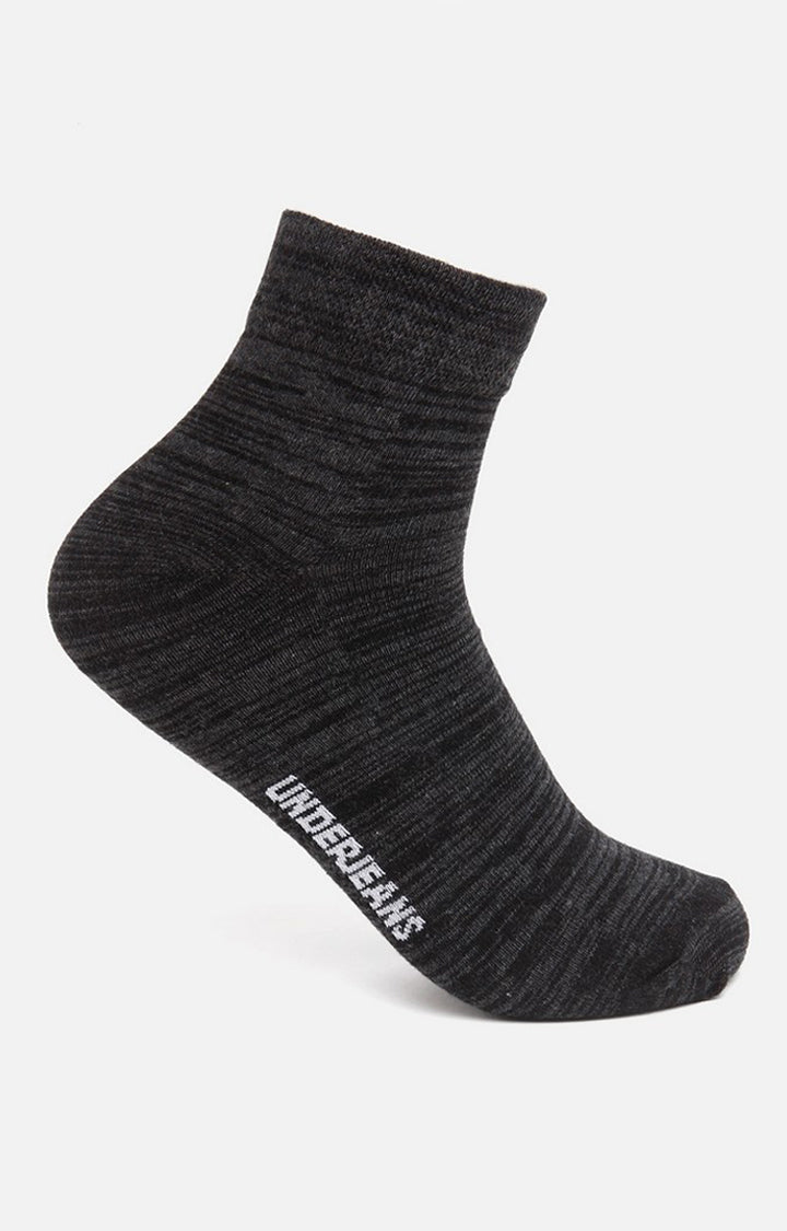 Men Black Ankle Length (Non Terry) Single Pair Of Socks- Underjeans By Spykar