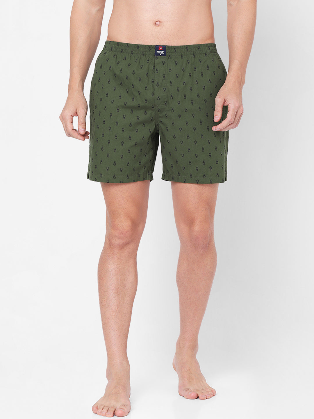 Men Green Cotton Boxers- Underjeans By Spykar
