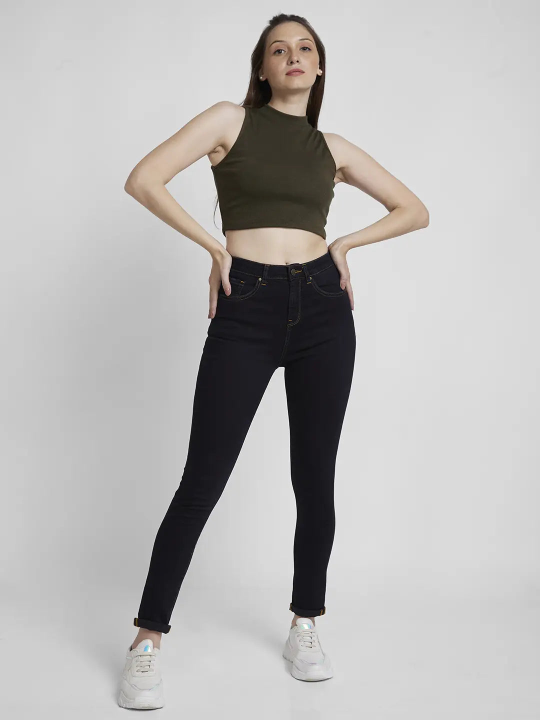 Spykar Women Dark Blue Lycra Skinny Fit Regular Length Clean Look Jeans -(Adora)