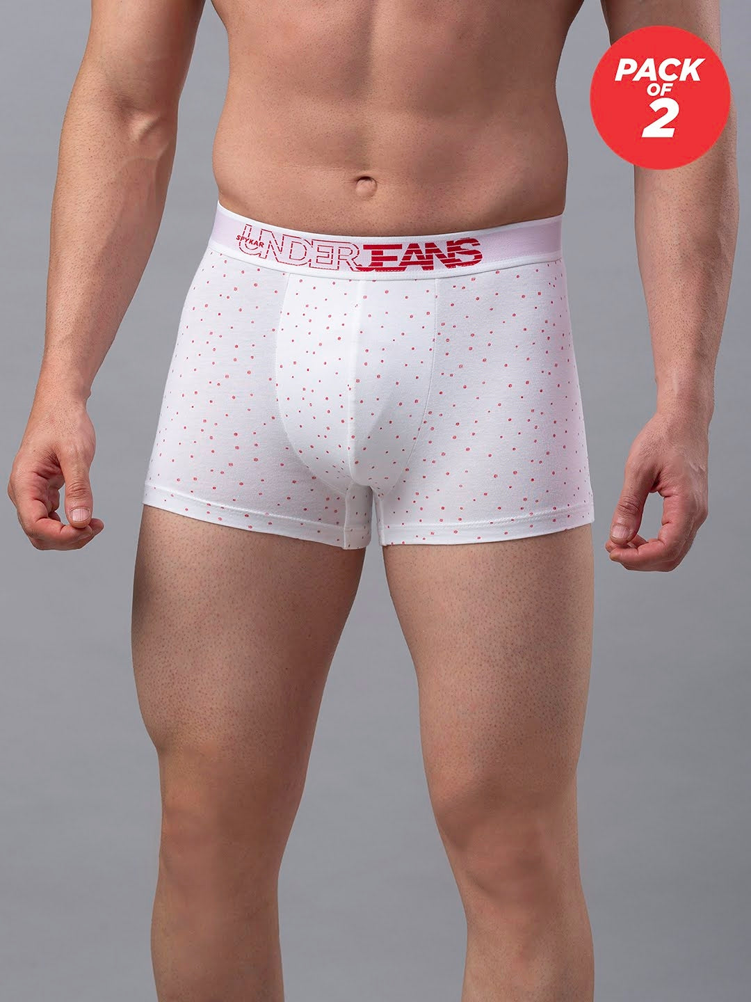Men Cotton Blend Trunk Pack Of 2- Underjeans By Spykar