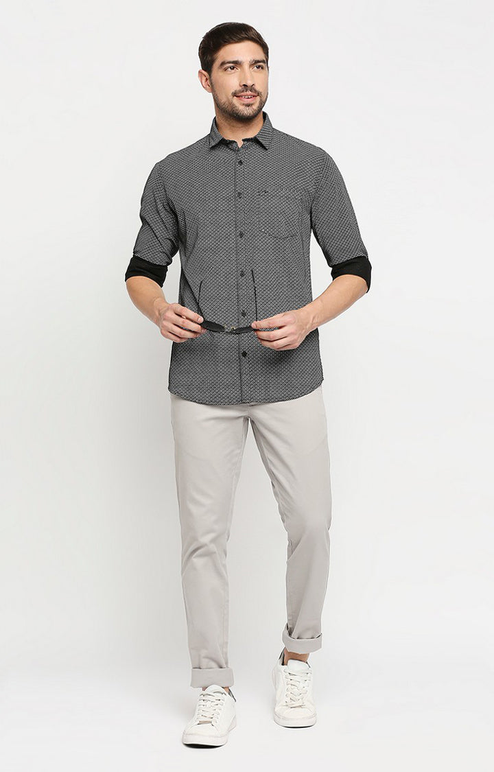 Spykar Men Black Cotton Regular Fit Full Sleeve Casual Shirt