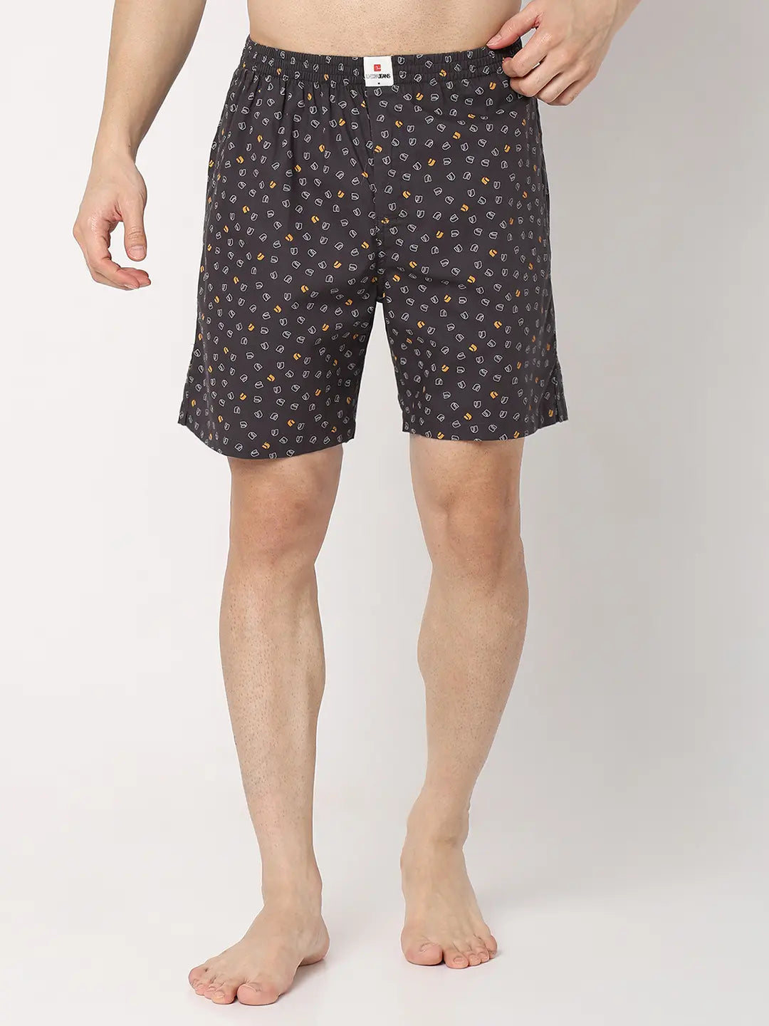 Underjeans By Spykar Men Black Cotton Blend Regular Fit Boxer Shorts