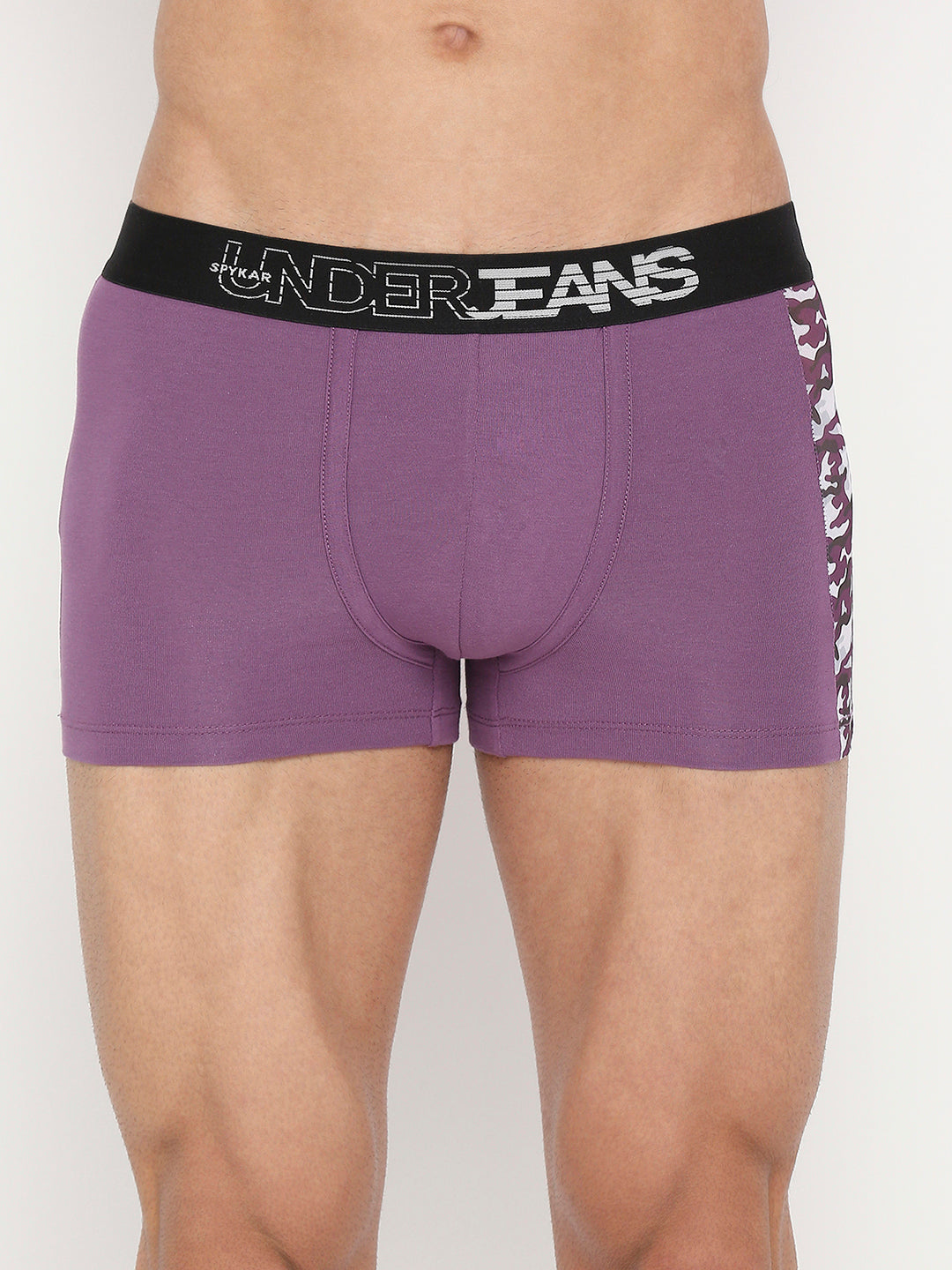 Men Dull Purple Cotton Blend Trunk - Underjeans By Spykar