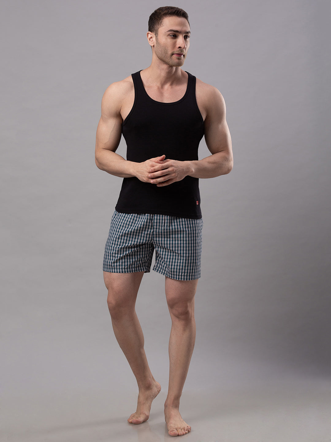 Black 100% Cotton Vest (Round Neck)- Underjeans By Spykar