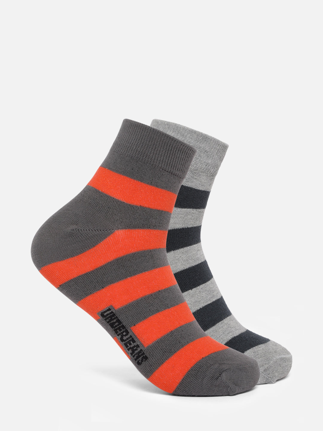 Men Assorted Ankle Length (Non Terry) Socks Pack Of 2- Underjeans By Spykar