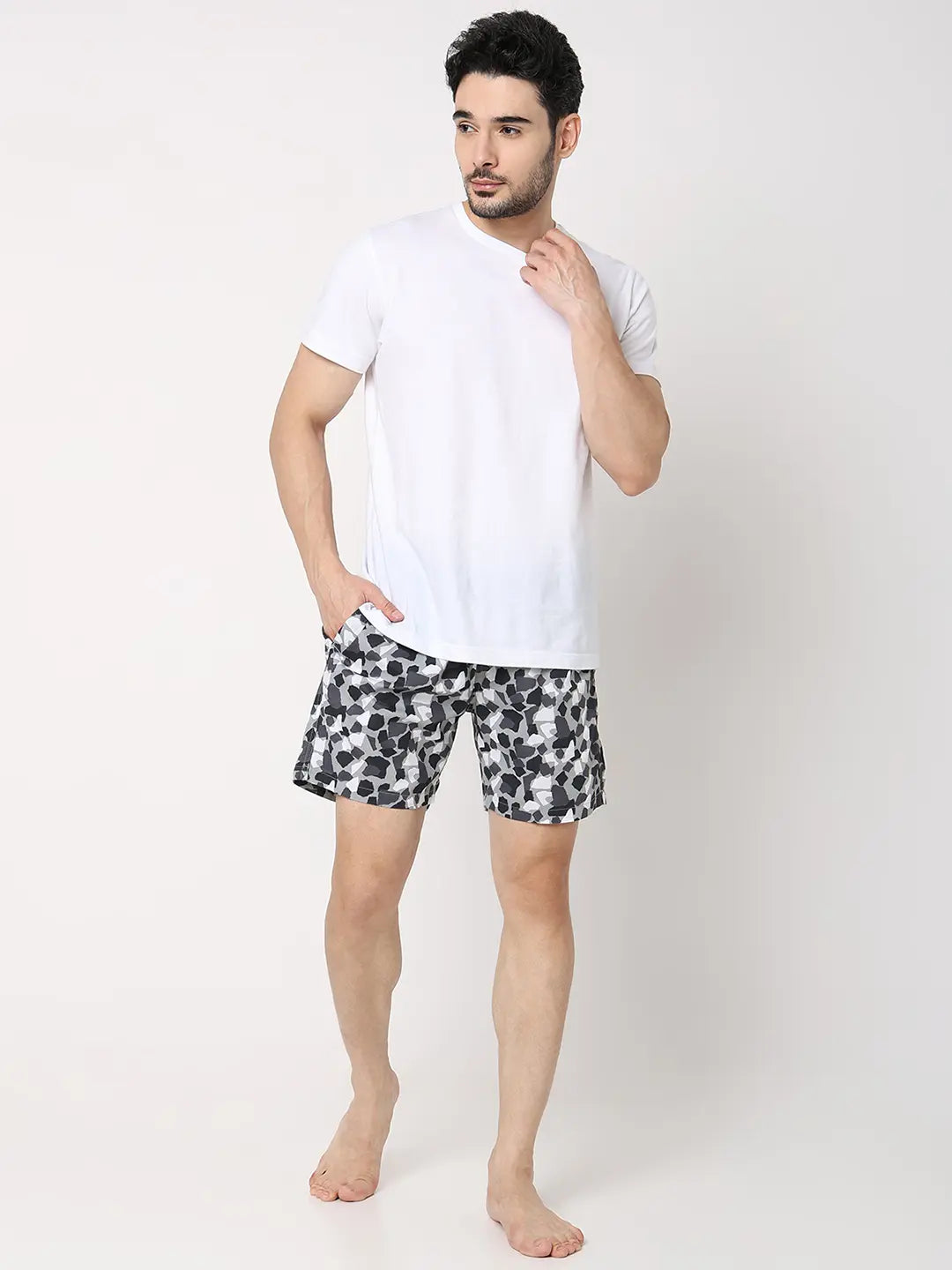 Underjeans By Spykar Men Grey Cotton Blend Regular Fit Boxer Shorts