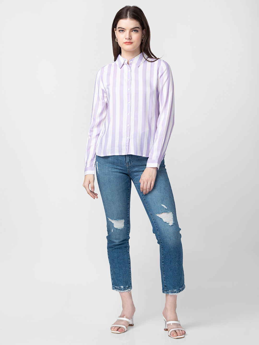 Spykar Women Mid Blue Cotton Slim Straight Fit Ankle Length Jeans (Emma)