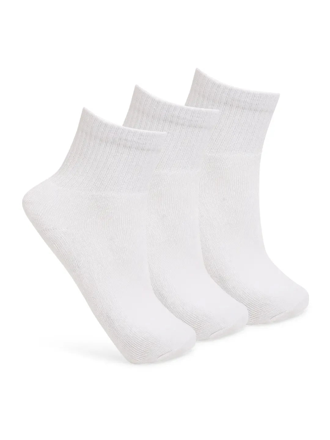 Men White Cotton Socks - Pack Of 3- Underjeans By Spykar