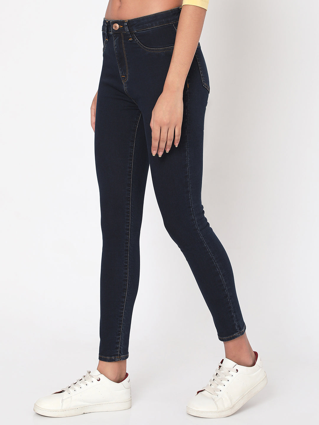 Spykar Women Blue Cotton Super Skinny Fit Ankle Length Jeans (Alexa)