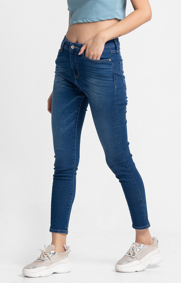 Spykar Women Dark Blue Cotton Super Skinny Ankle Length Jeans (Alexa)