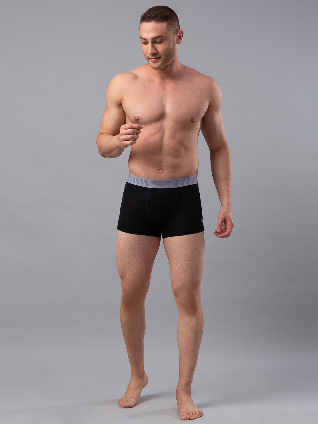 Men Black-Grey Cotton Blend Trunk- Underjeans By Spykar