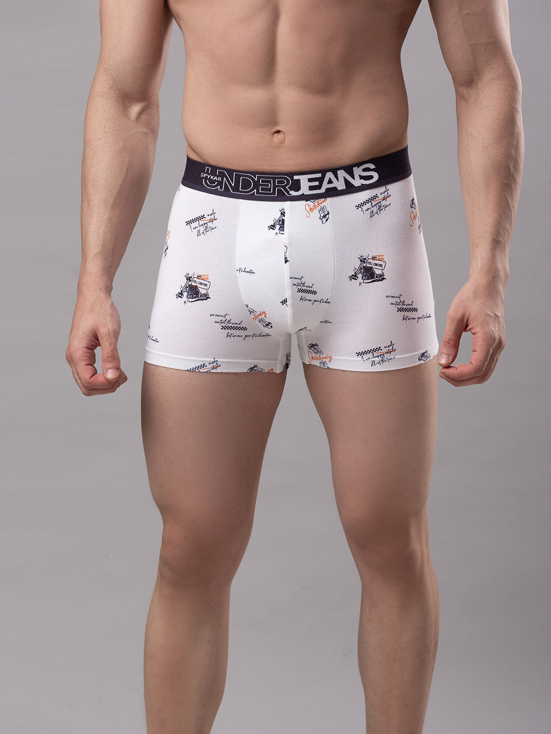 Underjeans By Spykar Men White Cotton Blend Trunk