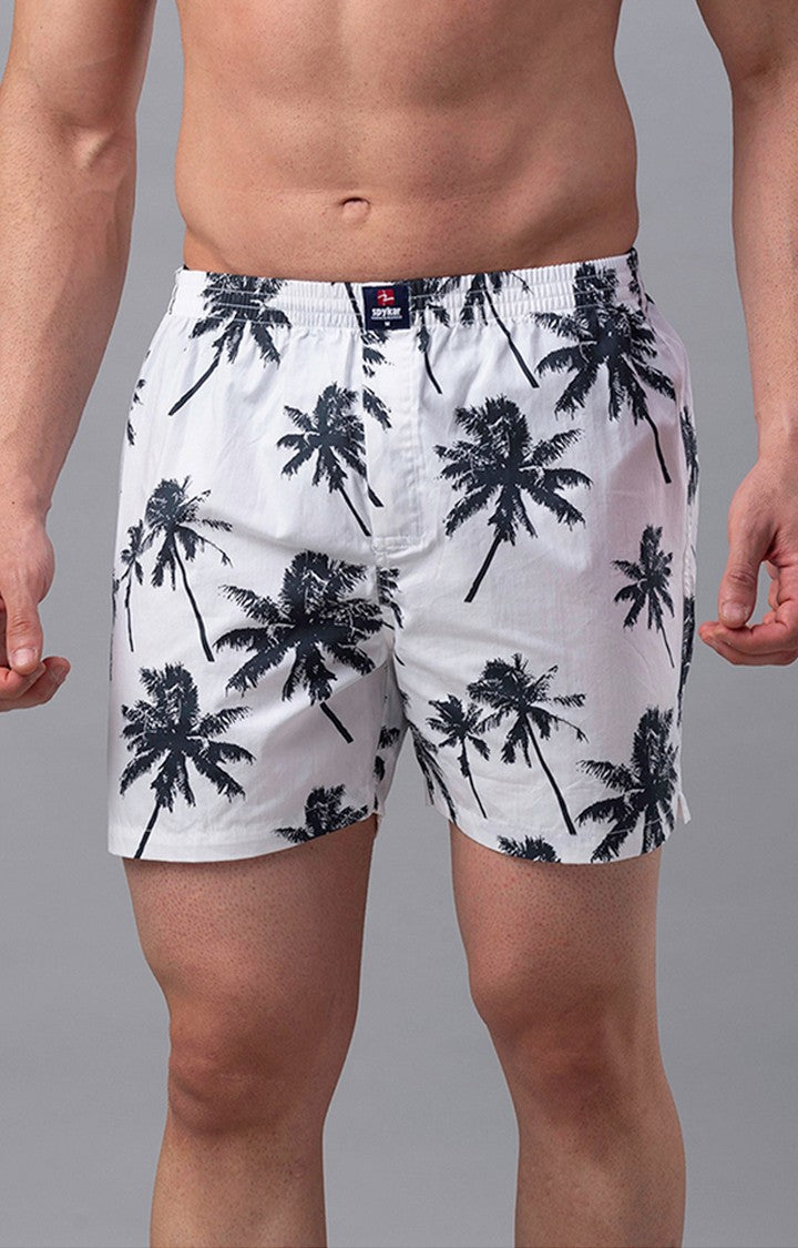 White Cotton Boxer For Men - Underjeans By Spykar