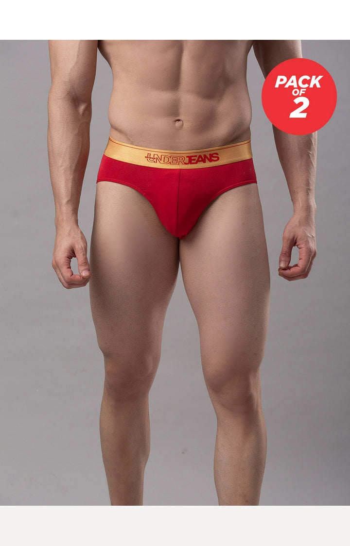 Men Cotton Blend Brief (Pack Of 2)- Underjeans By Spykar