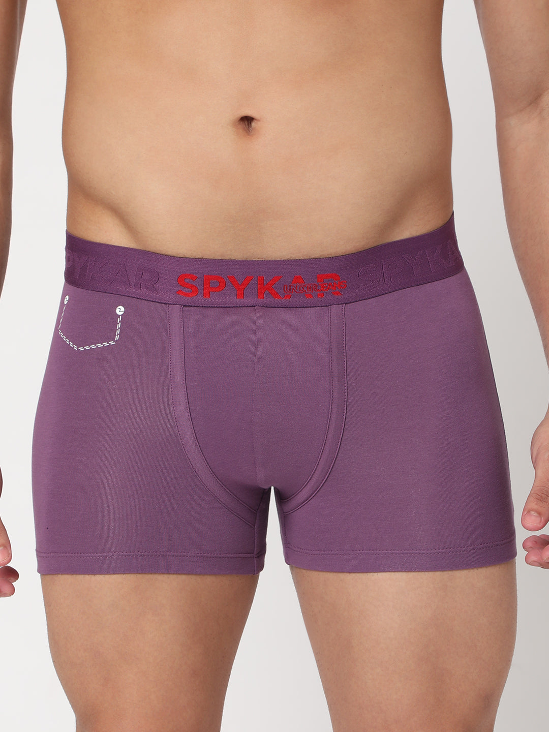 Men Dull Purple Cotton Blend Trunk- Underjeans By Spykar