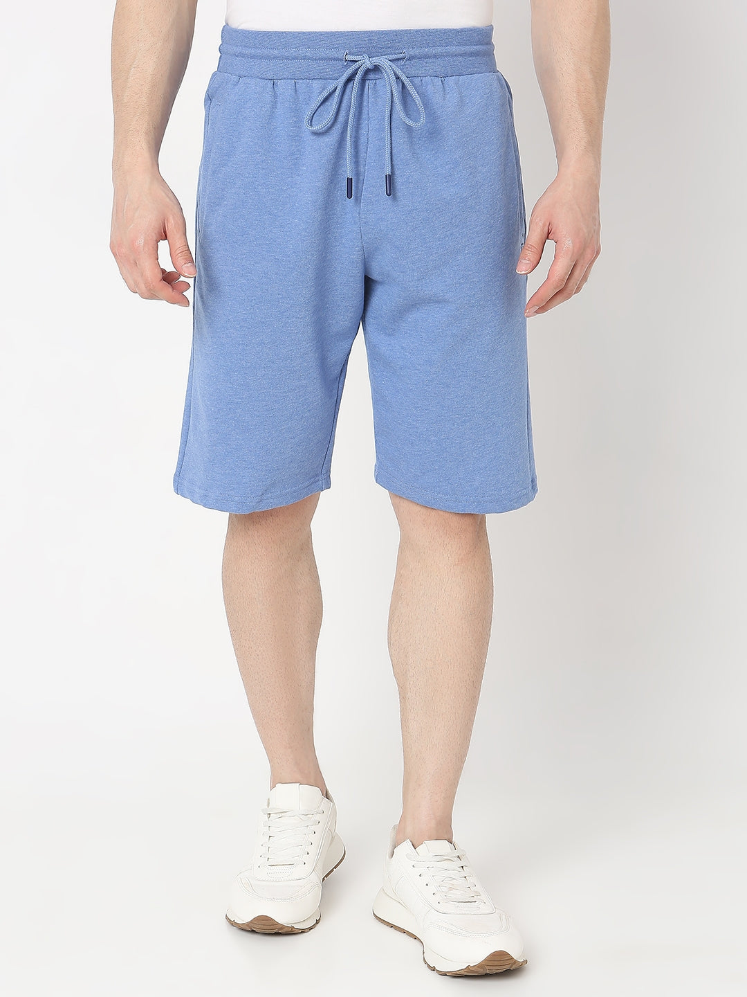 Underjeans by Spykar Men Knitted Blue Melange Shorts
