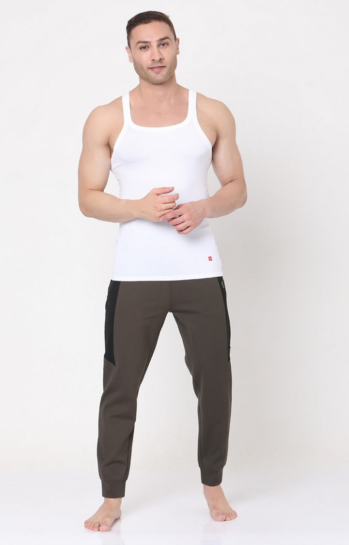 Men White Cotton Vest- Underjeans By Spykar
