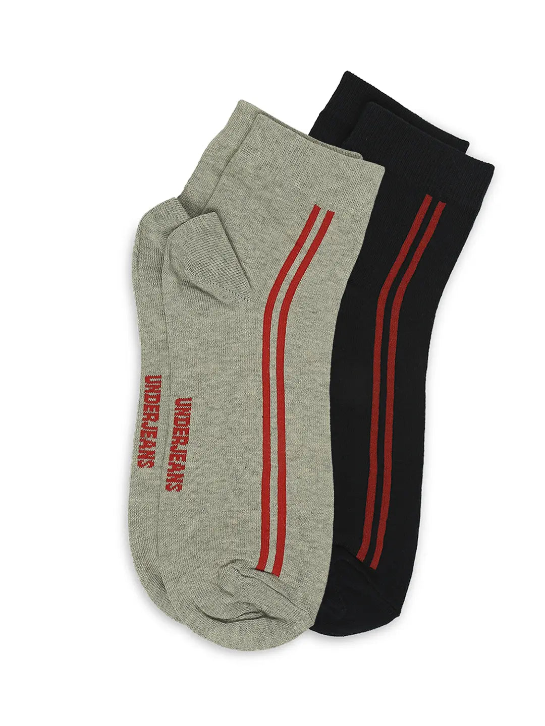 Men Navy & Grey Melange Ankle Length Socks - Pack Of 2- Underjeans By Spykar