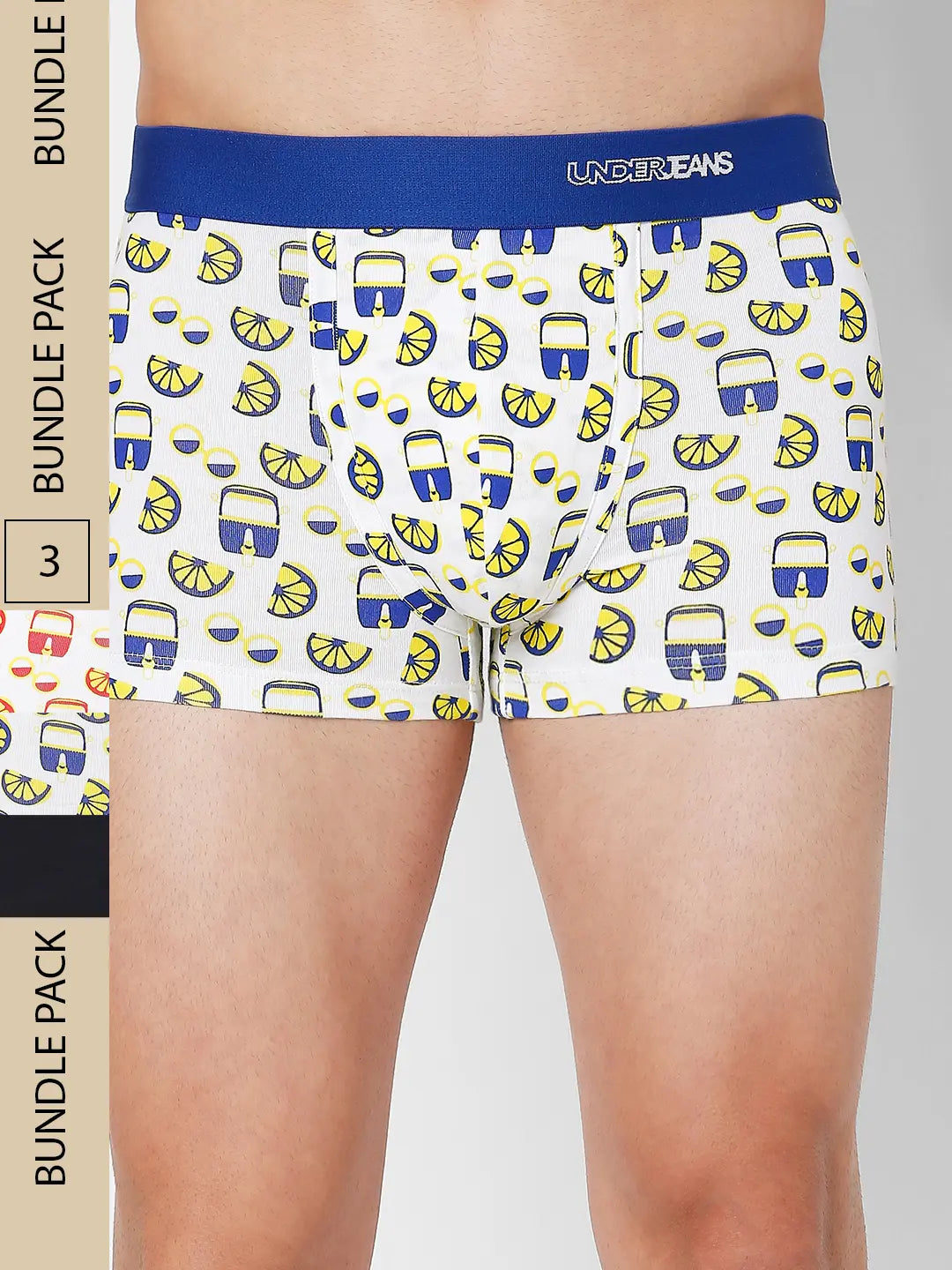 Men Assorted Cotton Blend Printed Trunk - Pack Of 3- Underjeans By Spykar