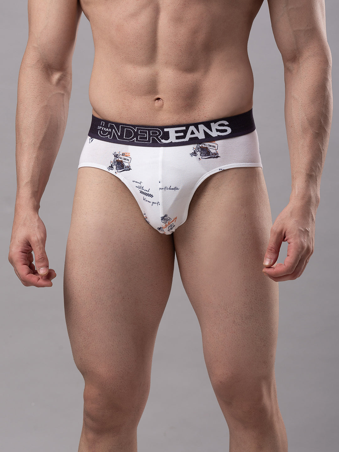 Underjeans By Spykar Men Cotton Blend White Brief