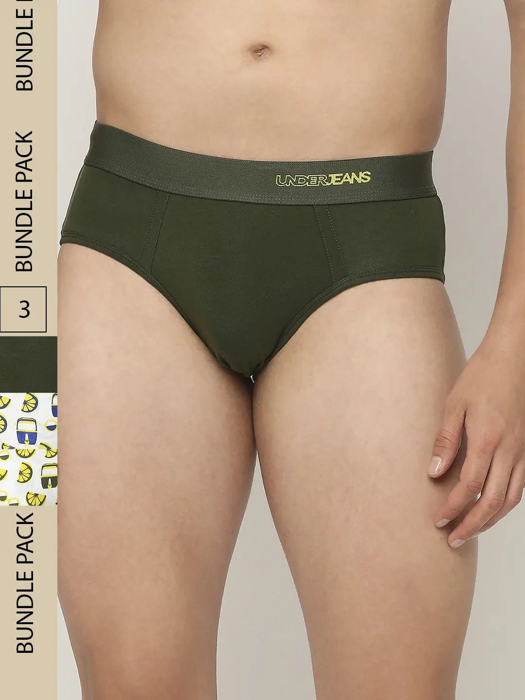 Men Assorted Cotton Blend Printed Brief - Pack Of 3- Underjeans By Spykar