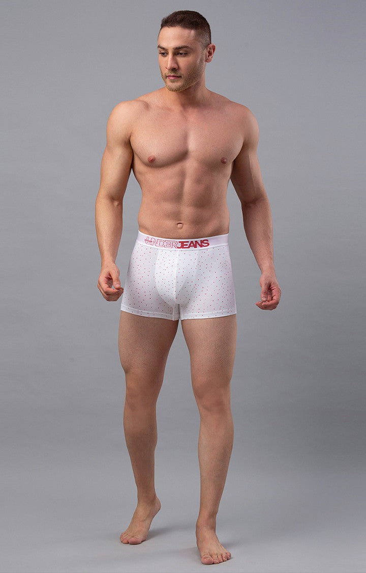 White Cotton Blend Trunk For Men - Underjeans By Spykar