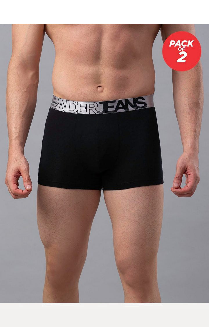 Men Cotton Blend Trunk Pack Of 2- Underjeans By Spykar