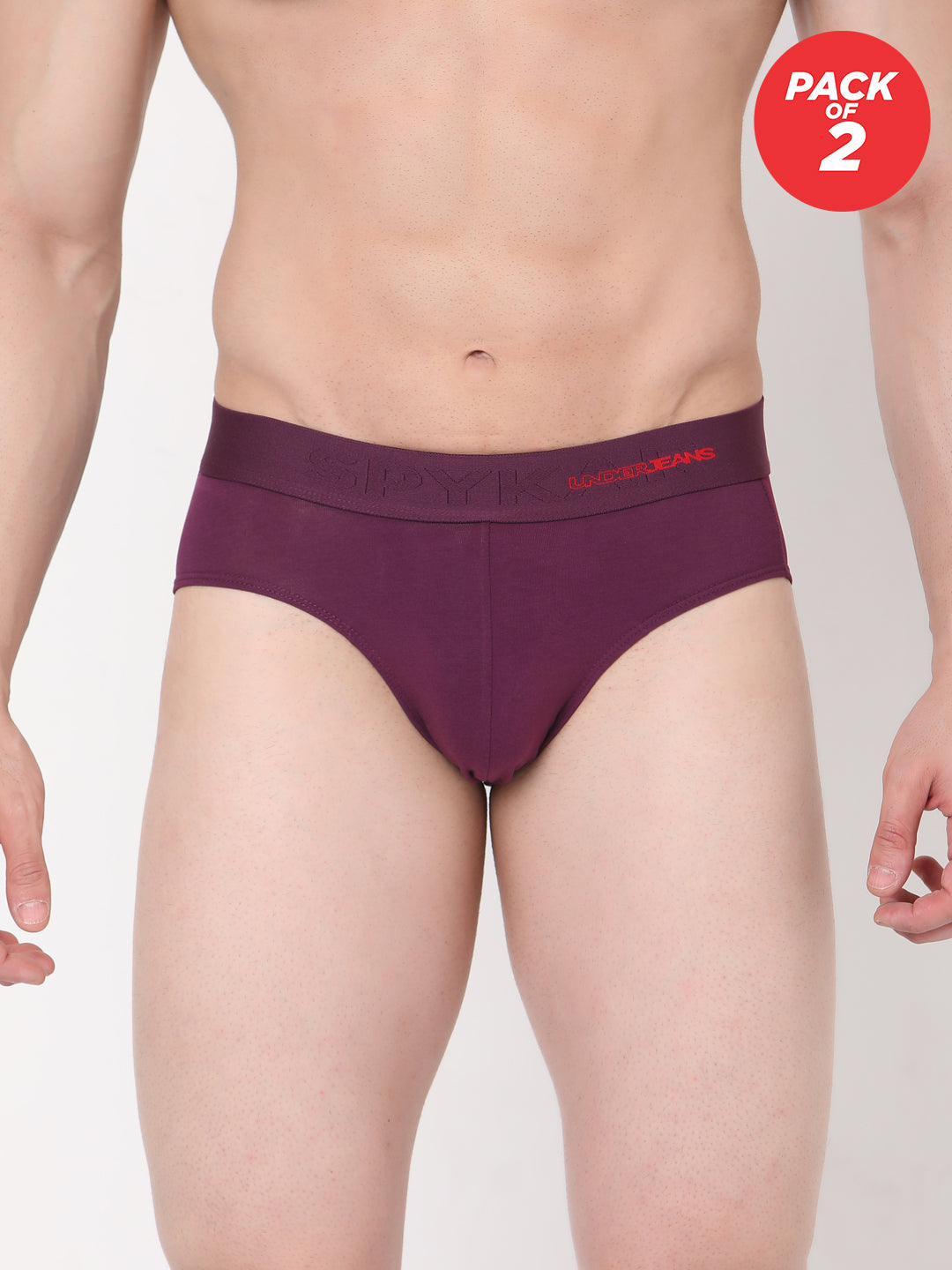 Men Cotton Blend Purple Brief - Underjeans By Spykar
